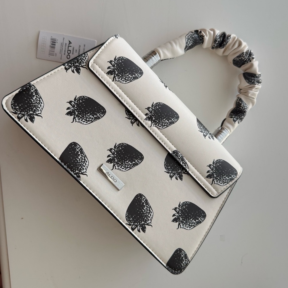 Aldo Strawberry Print Crossbody Purse | Mini Top Handle Novelty Handbag NWT - Picture 4 of 9